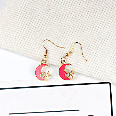 Japan And South Korea Blue Starry Sky Planet  Asymmetric Earrings