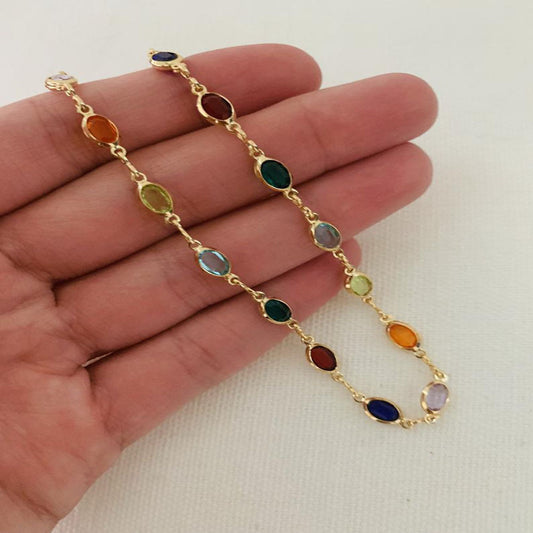 New Multicolor Micro Inlaid Rainbow Crystal Anklet