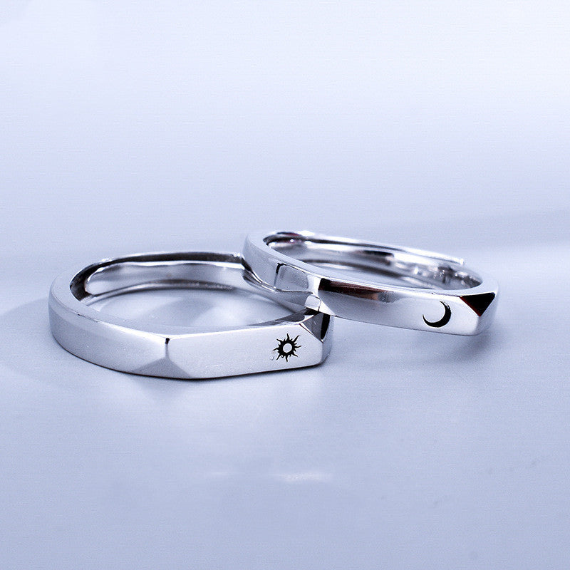 Simple Sterling Silver Light Luxury Male And Female Student Pair Rings