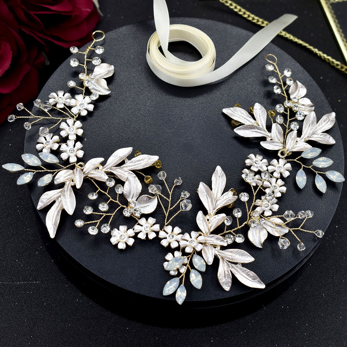 European And American Handmade Flower Rhinestone Alloy Leaf Waist Chain