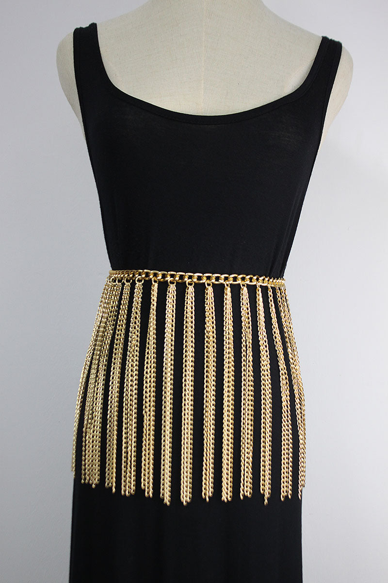 Metal Small Waist Chain Women's Skirt Decorated With Fringed Belt