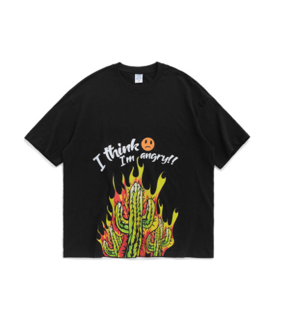 Cactus cartoon printed short-sleeved T-shirt