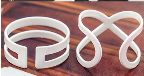 Stylish, simple, hollow, white cross four piece rings, articulation ring tail ring