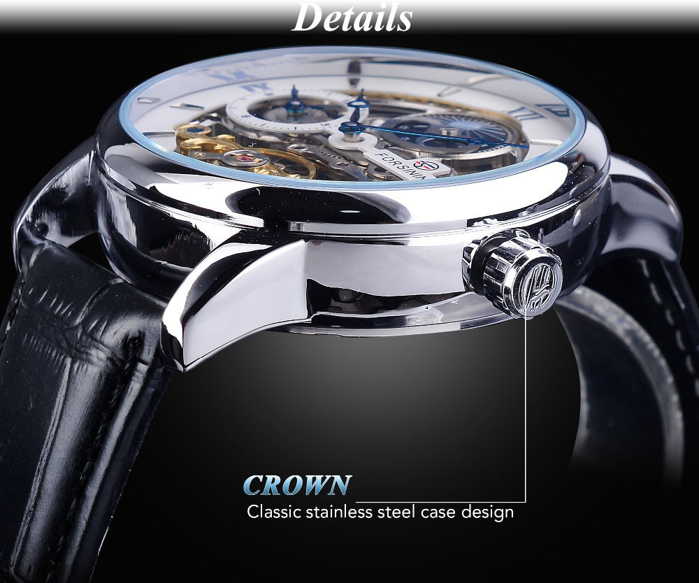 Men's fashion hollow three-needle split movement dial