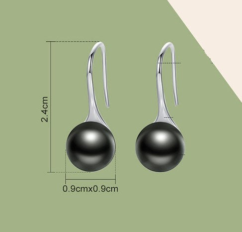 Sterling silver s925 earrings female black pearl personality earrings