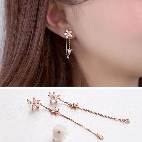 Long Star Stud Earrings