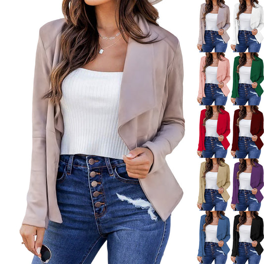 New Solid Color Casual Business Lapel Short Women's Suit Jacket