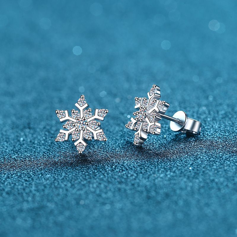 Women's Sterling Silver Snowflake Premium Earrings