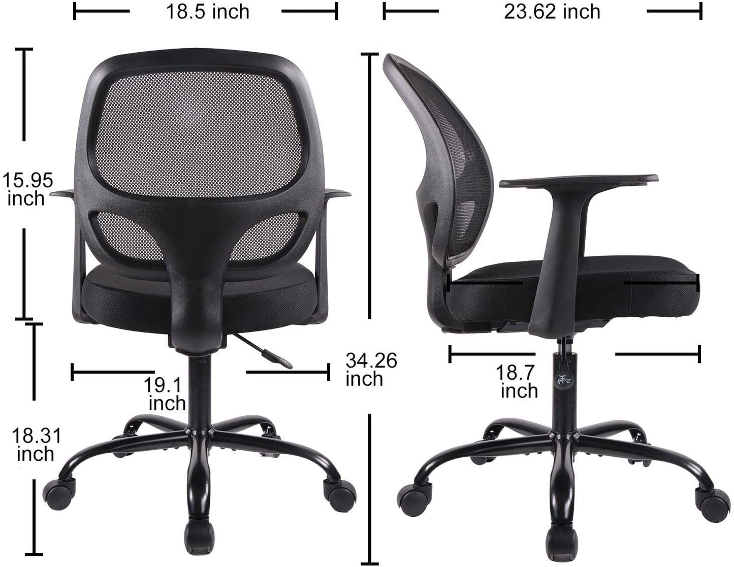 Home Office Chair Desk Chair Mid Back Mesh Computer Chair with Lumbar Support Swivel Rolling Chair
