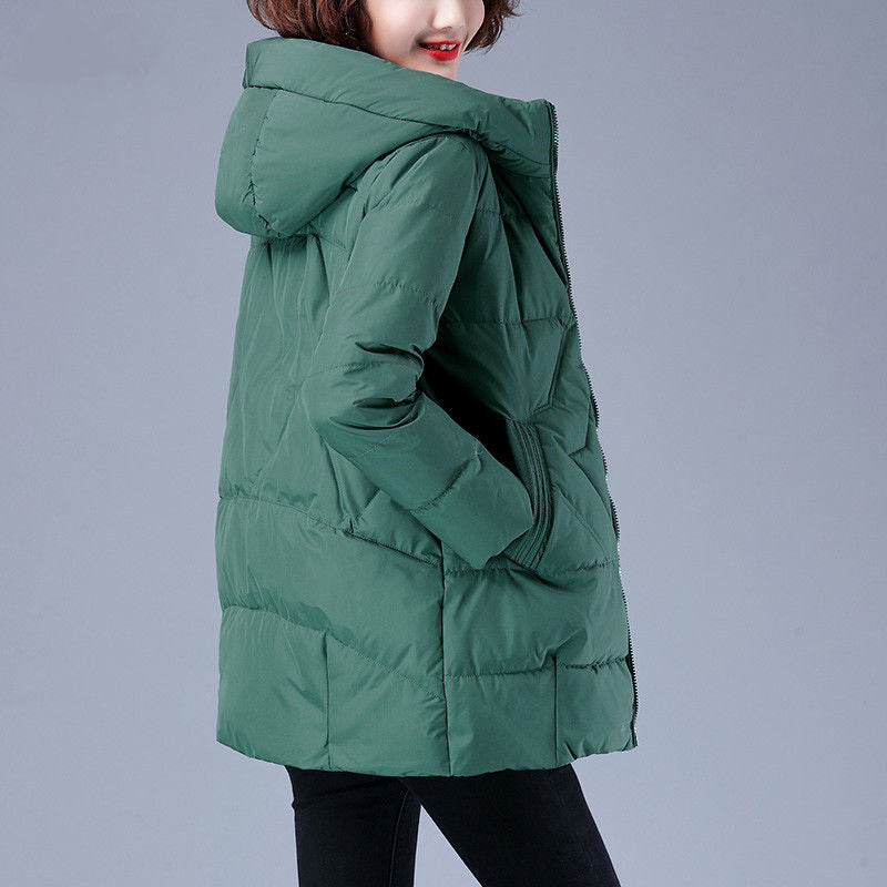 Women's New Mid-length Hooded Plus Size Coat