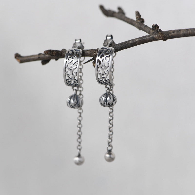 S925 Silver Vintage Matte Thai Silver Earrings