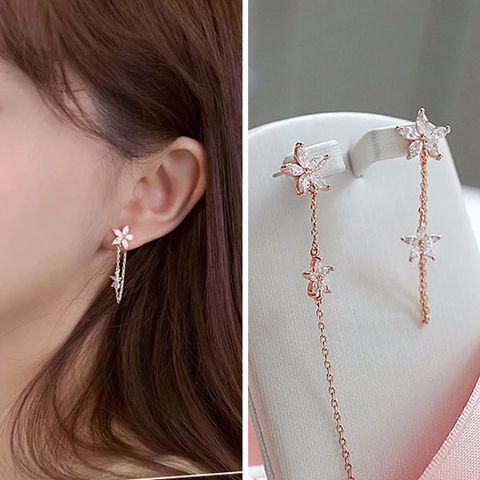 Long Star Stud Earrings