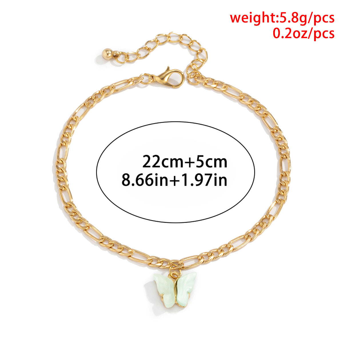 Simple Color Acrylic Butterfly Tassel Anklet European And