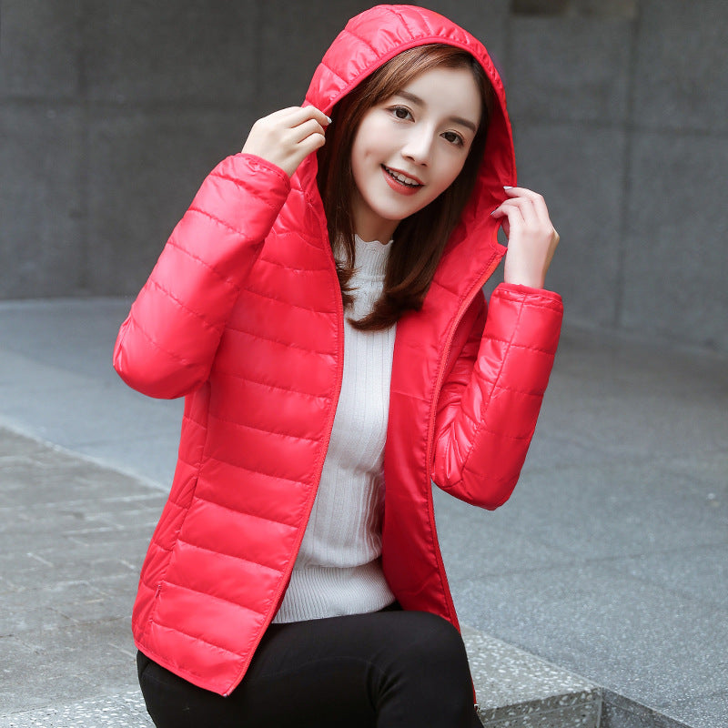 Slim-fit Preppy Style Hooded Lightweight Cotton-padded Jacket Winter