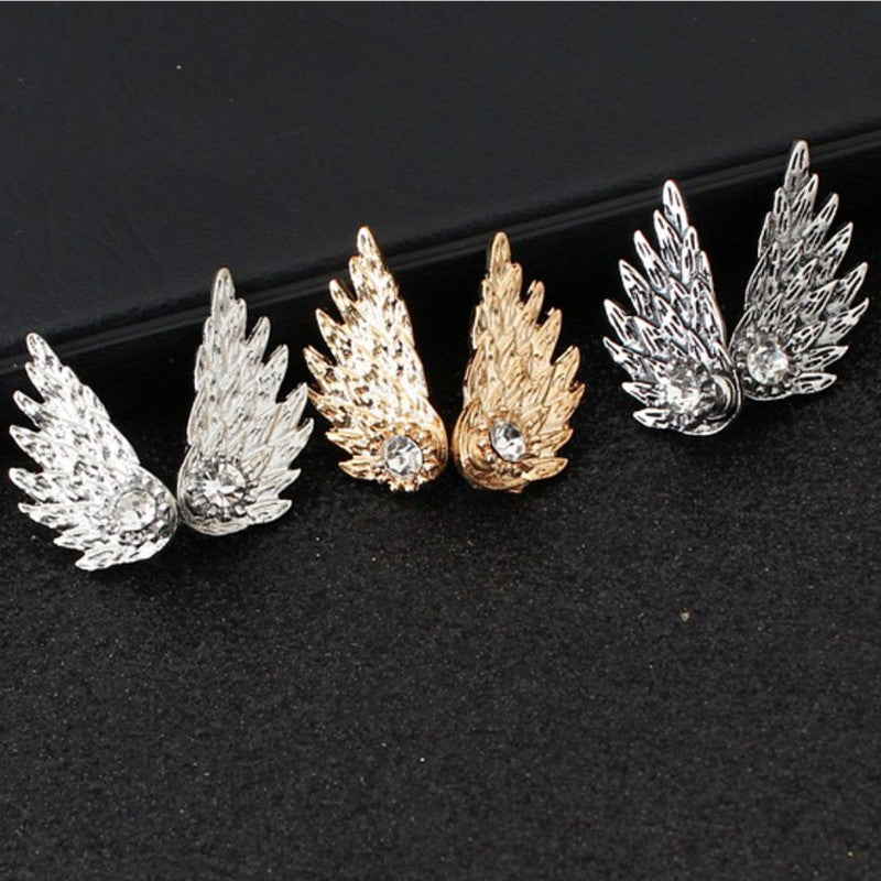 Angel Wings Stud Earrings with Diamonds