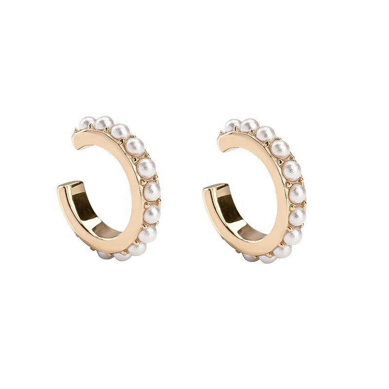 14K gold pearl earrings without pierced ear clips