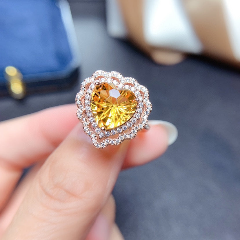 Firework Cut Citrine Set Ring Pendant Crystal