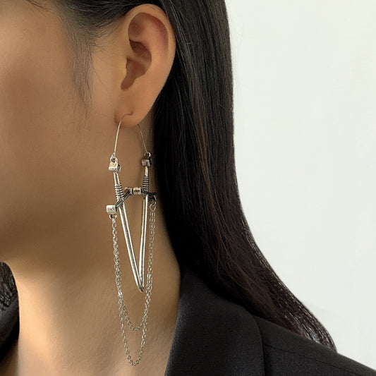 Female Exaggerated Sword-shaped Tassel Long Earring