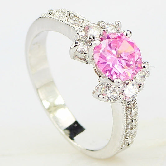 New Hot European And American Princess Ring Champagne Gem Engagement Ring Lady