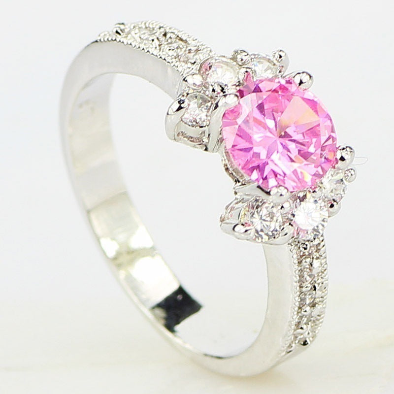 New Hot European And American Princess Ring Champagne Gem Engagement Ring Lady