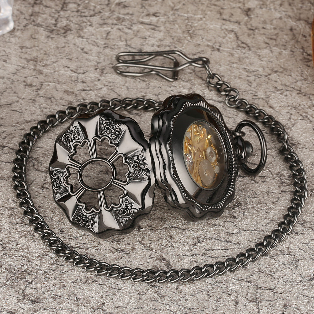 Carved pumpkin pocket watch