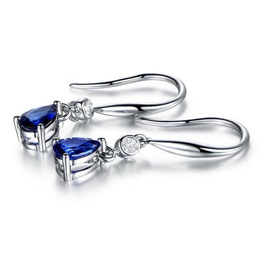 White gold-plated colored imitation sapphire earrings