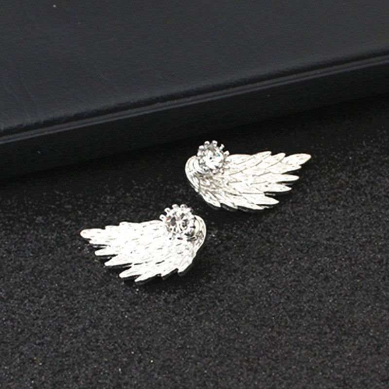 Angel Wings Stud Earrings with Diamonds