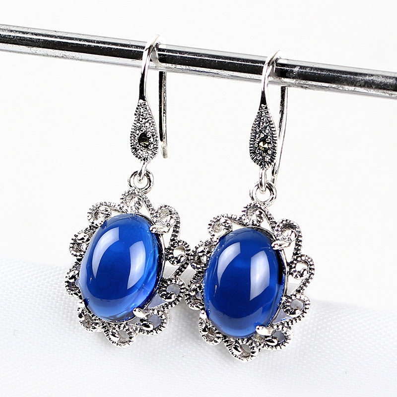 Vintage S925 Sterling Silver Sapphire Earrings