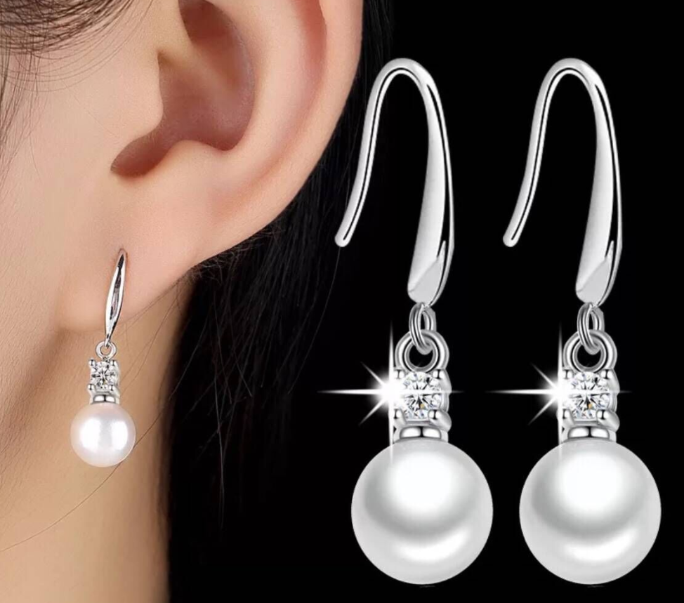 Zircon Pearl Silver Earrings