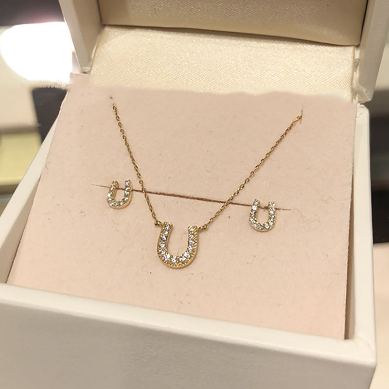 Horseshoe Diamond Stud Necklace