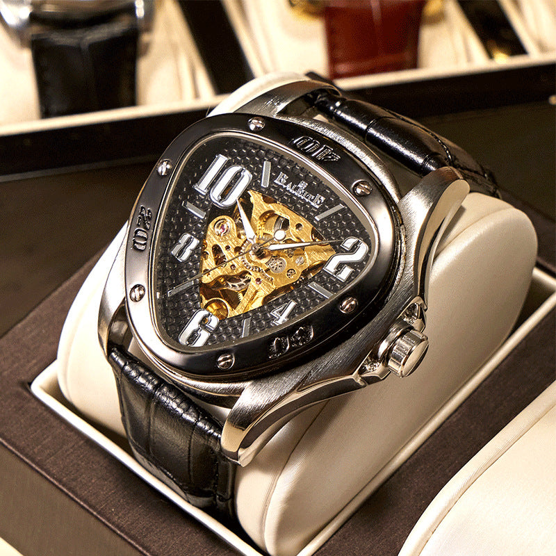 European And American Style Men's Fashion Casual Hollow Triangle Mechanical Watch