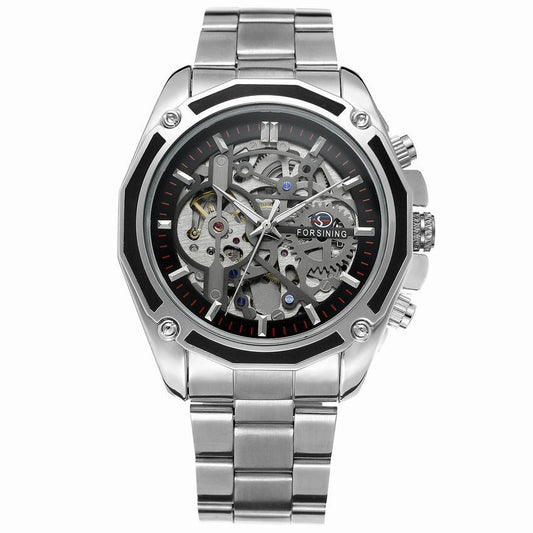 Men's waterproof hollow mechanical watch