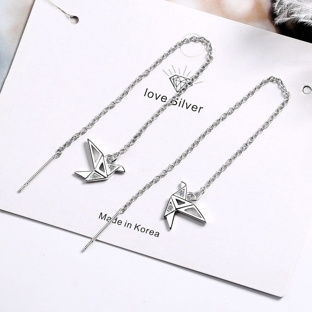 Small Temperament, Cold Wind And Simple Paper Crane Long Ear Chain