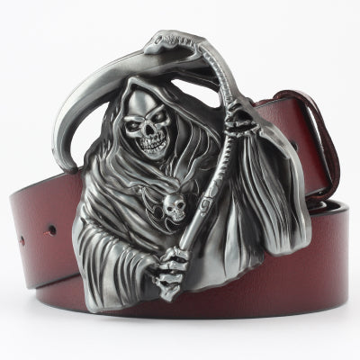 Ghost Head Series Big Strap Casual Taro Decorative Belt Leather