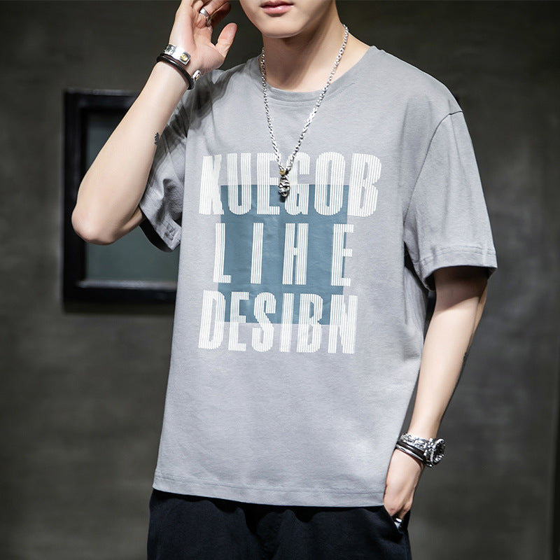 Letter printed men's short sleeve t-shirt