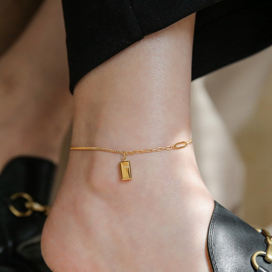 Rich BRIC Gold Bar Anklet Women Do Not Fade Niche Light Luxury