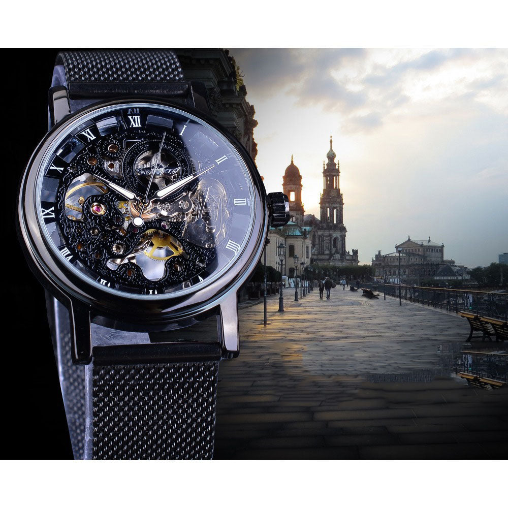 Hollow men's mechanical watch