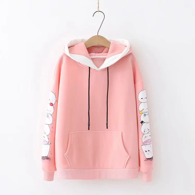 Hooded long-sleeved sweater women