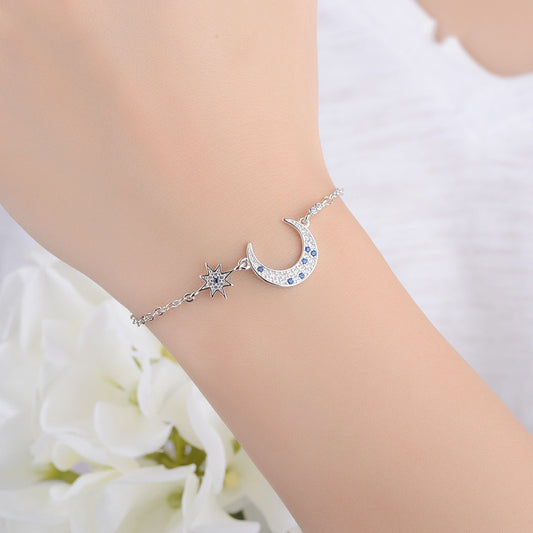 Ai Feier Bracelet Japanese and Korean Style Fashion Simple Star Moon Bracelet Cute Sweet Zircon Bracelet Wholesale