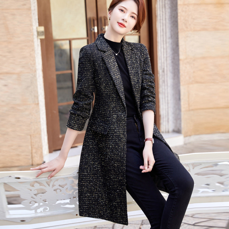 Women's Black Trench Coat Mid-length