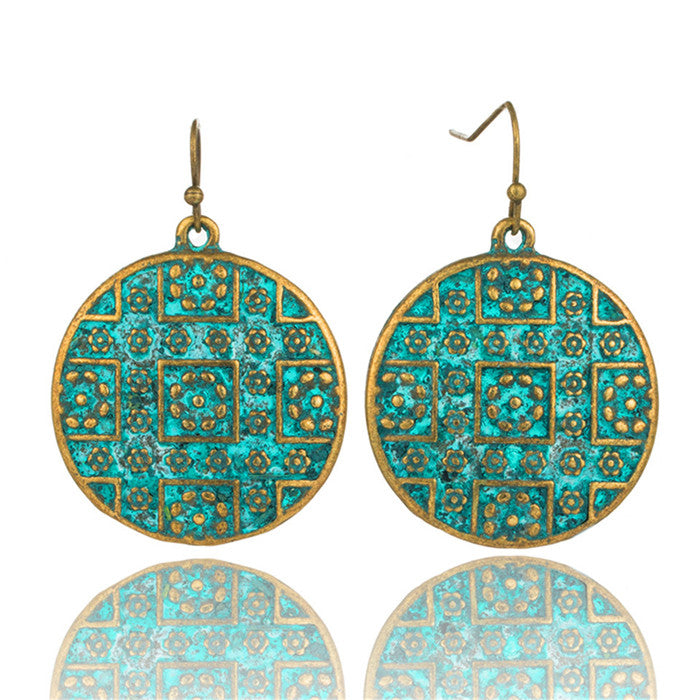 Bohemian round cutout earrings