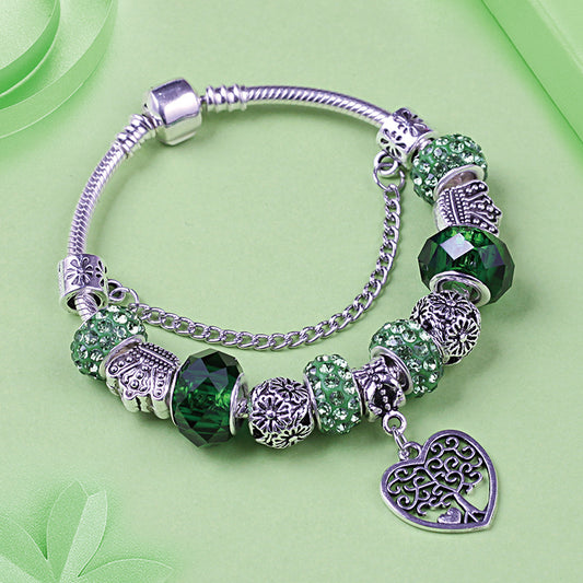 Green Pan Bracelet, Crystal Beaded All-match Lady