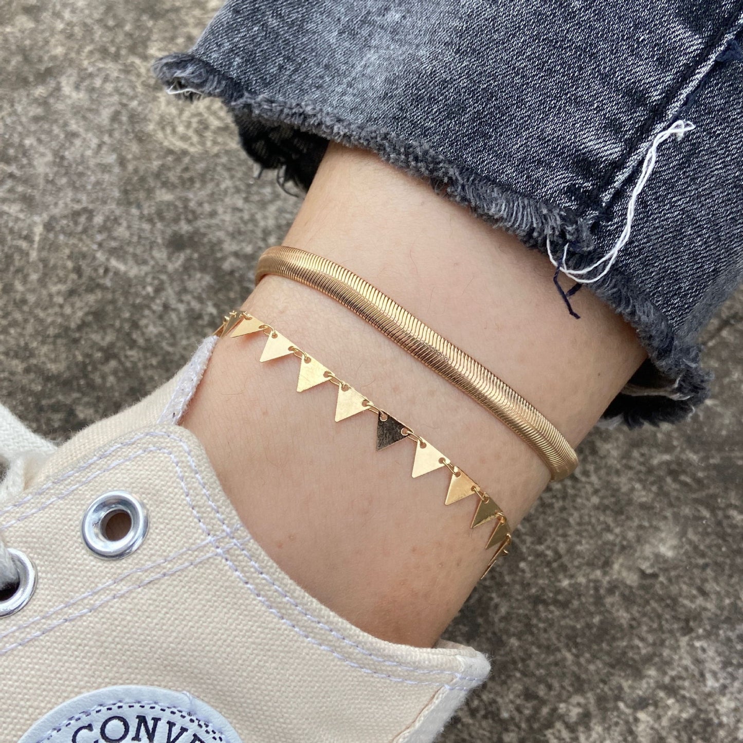 Fashion Triangle Double-layer Chain Anklet