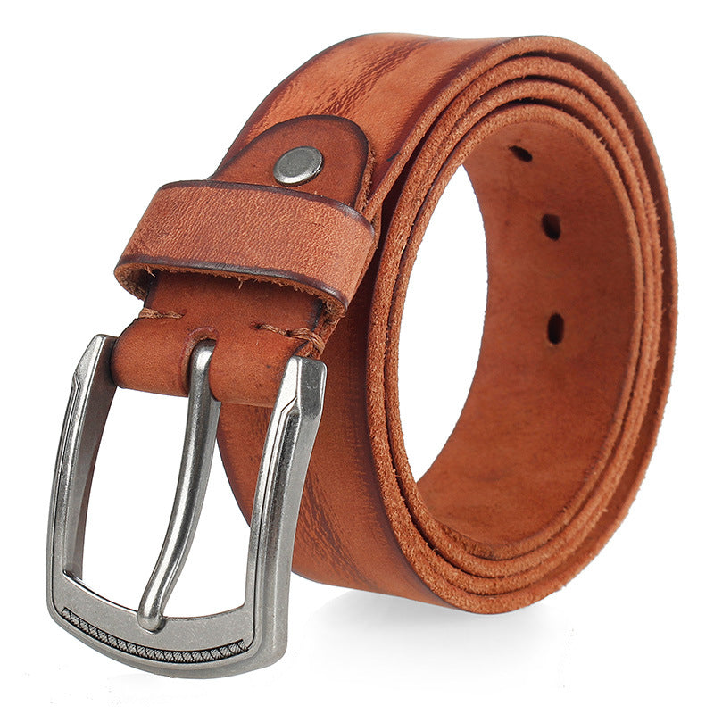 Casual Denim Versatile Retro Top Leather Belt
