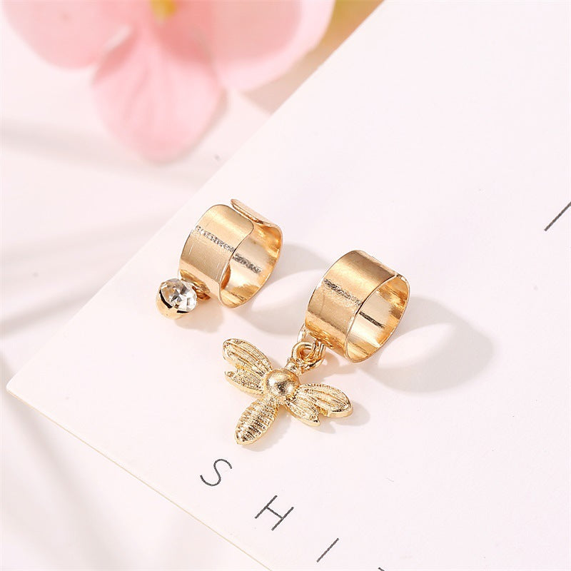 Simple U-shaped Ear Bone Clip Small Bee Diamond Wide