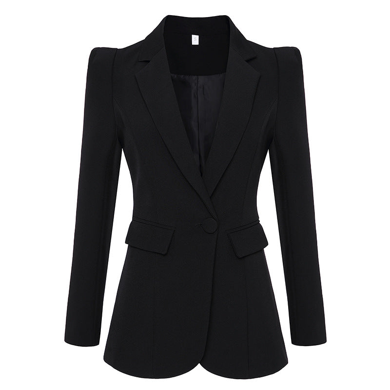 Women's Slim Fit Mid Length Shrug One Button Jacket