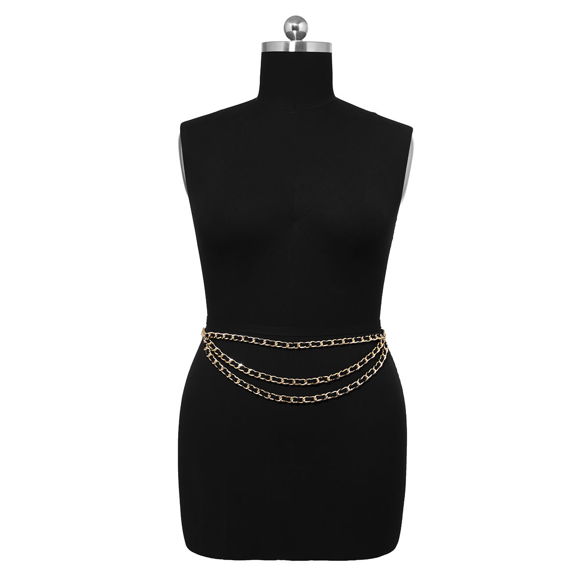 Women's Simple Flocking Fabric Multilayer Waist Chain