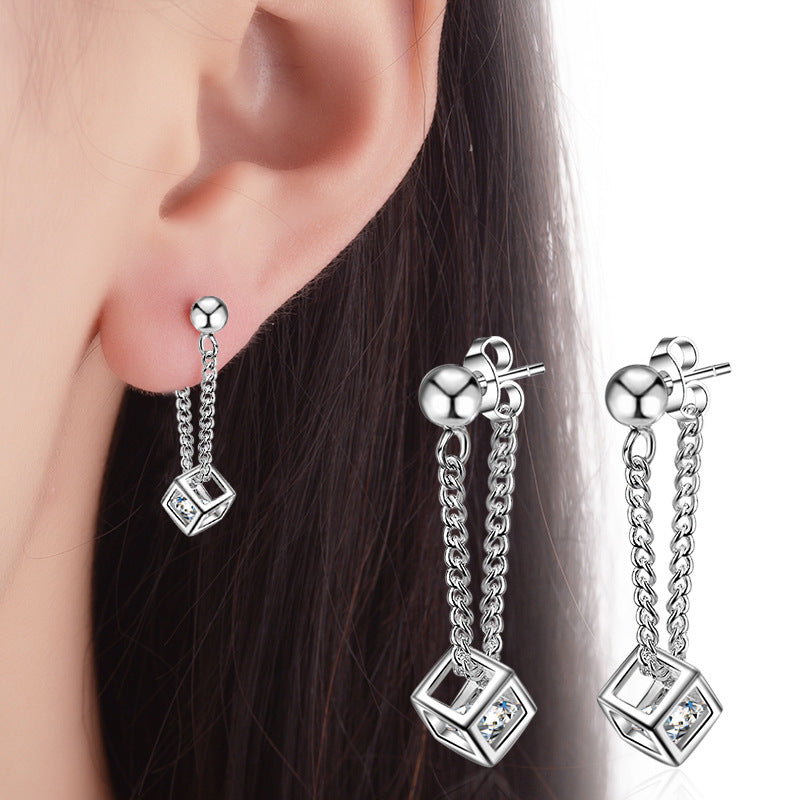 Rubik's cube long earrings for women