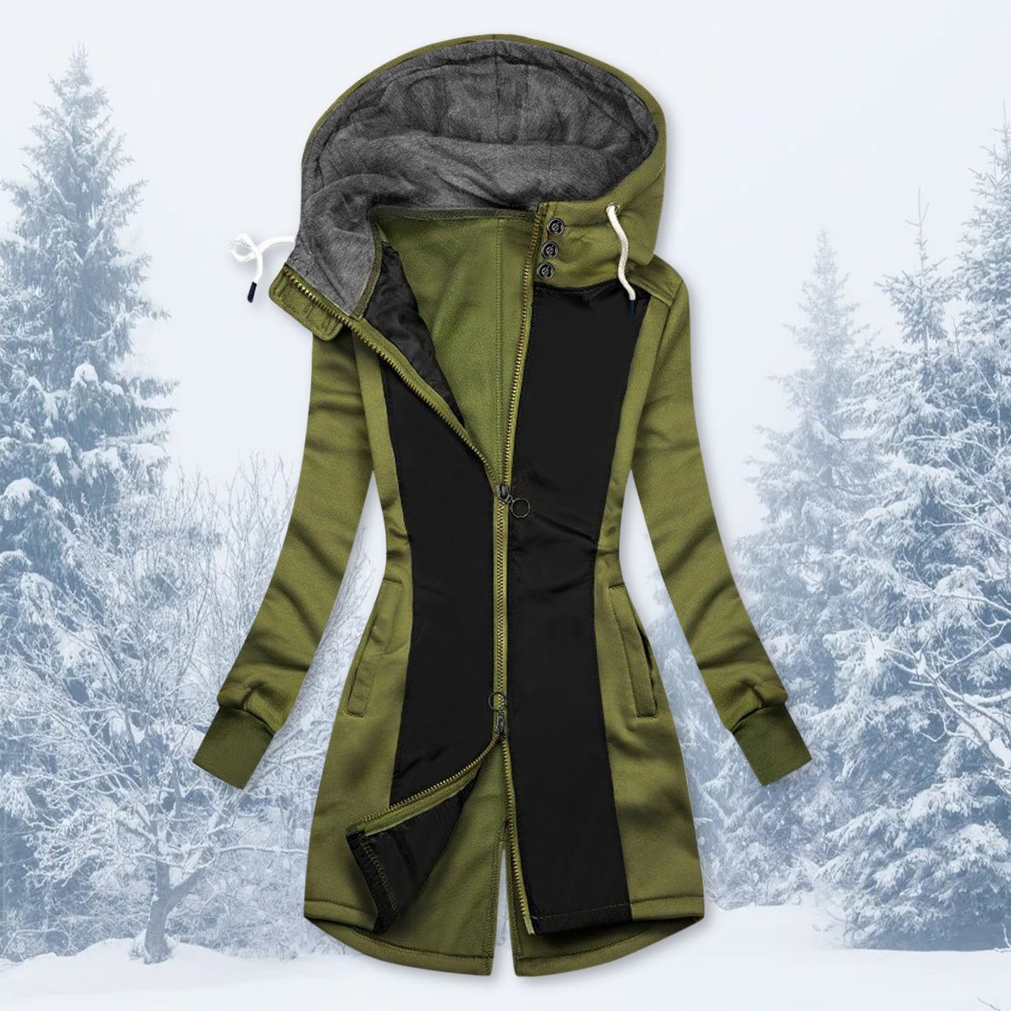 Ladies Hooded Ladies Sweatshirt Fleece Mid-length Jacket