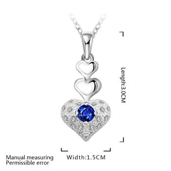 Blue zircon heart pendant necklace and earrings set